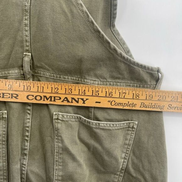 Free People We The Free Olive Green Good Luck Barrel Denim Overalls Size XL - Picture 9 of 10